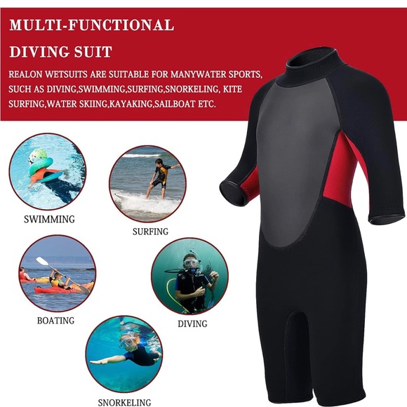 REALON Kids Wetsuit for Boys Girls, Neoprene Full Wet Suits 3mm  Back Zip size M - Picture 4 of 11